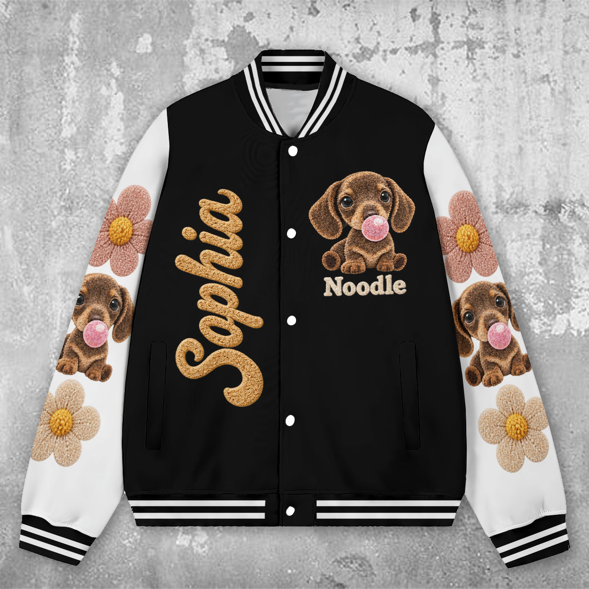 Personalized Adult Tan and White Pembroke Welsh Corgi Varsity Jacket