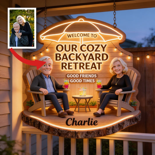 Panneau en acrylique LED personnalisé pour couple âgé - Décor de jardin