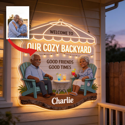 Panneau en Acrylique LED Personnalisé Couple Noir Âgé Décor de Jardin