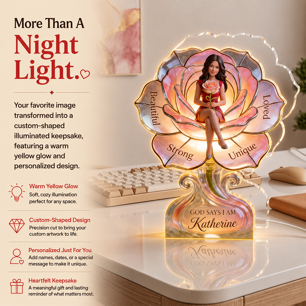 Personalized Latina Woman Acrylic LED Night Light Self Love Gift