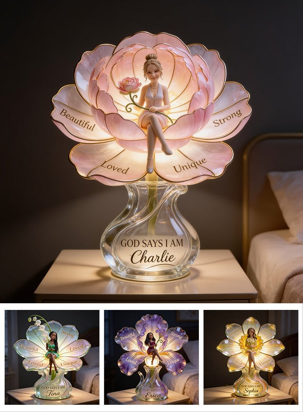 Personalized Woman Self Love Acrylic LED Night Light, Inspirational Gift for Her