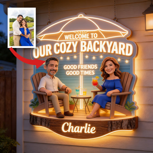 Panneau LED Acrylique Personnalisé pour Couple Latino d'Âge Moyen