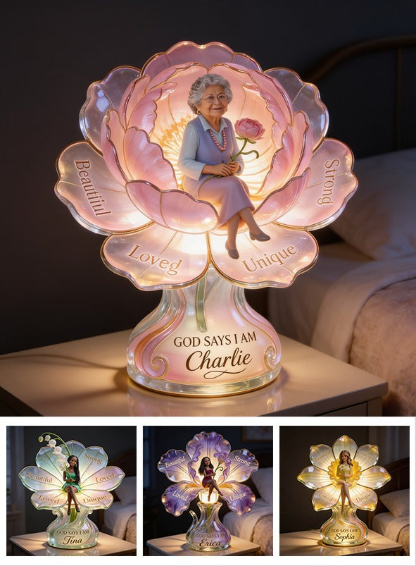 Personalisierte Acryl-LED-Nachtlampe für ältere Latina-Frauen, Geschenk für Oma oder Mama