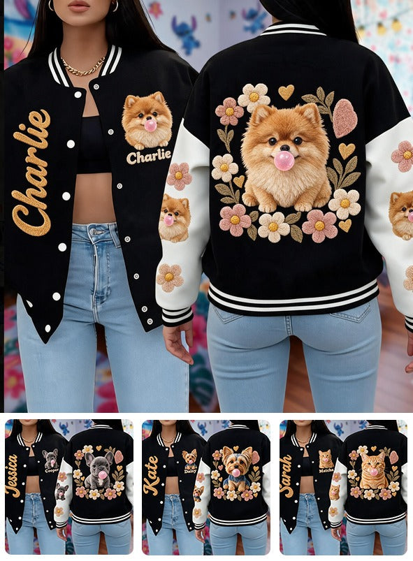 Personalized Fluffy Golden Tan Pomeranian Varsity Jacket