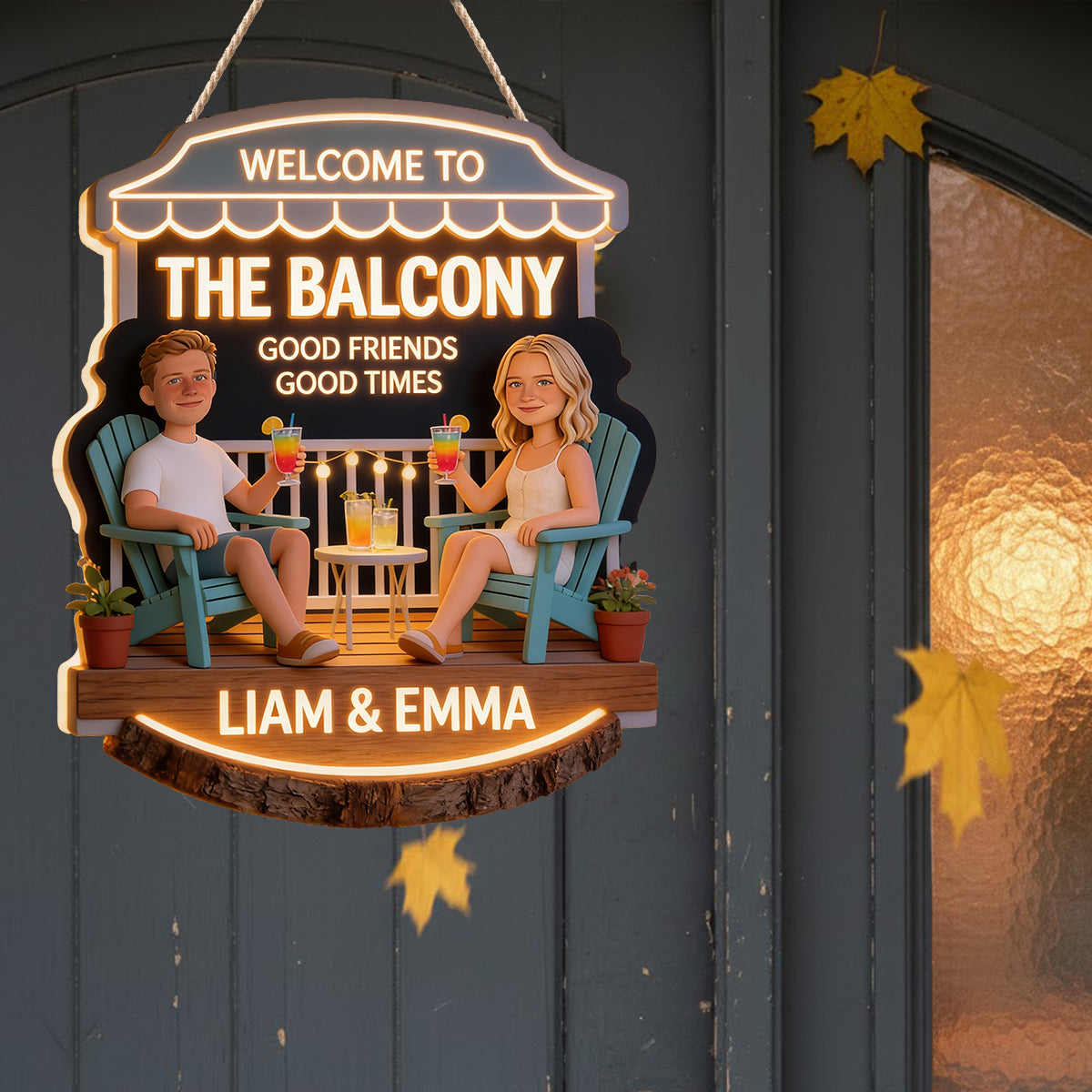 Personalized Wedding Couple Backyard Patio LED Acrylic Sign Home Decor Gift