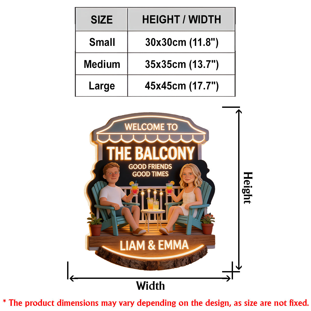 Personalized Latino Couple Patio Backyard LED Acrylic Sign Home Decor