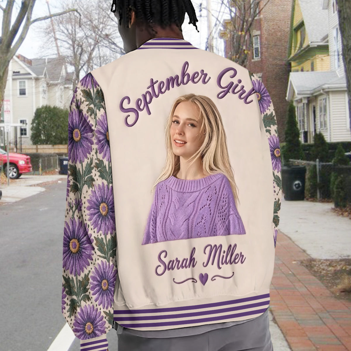 Personalisierte Blumen Varsity Jacke Geschenk für Mama Oma Frau