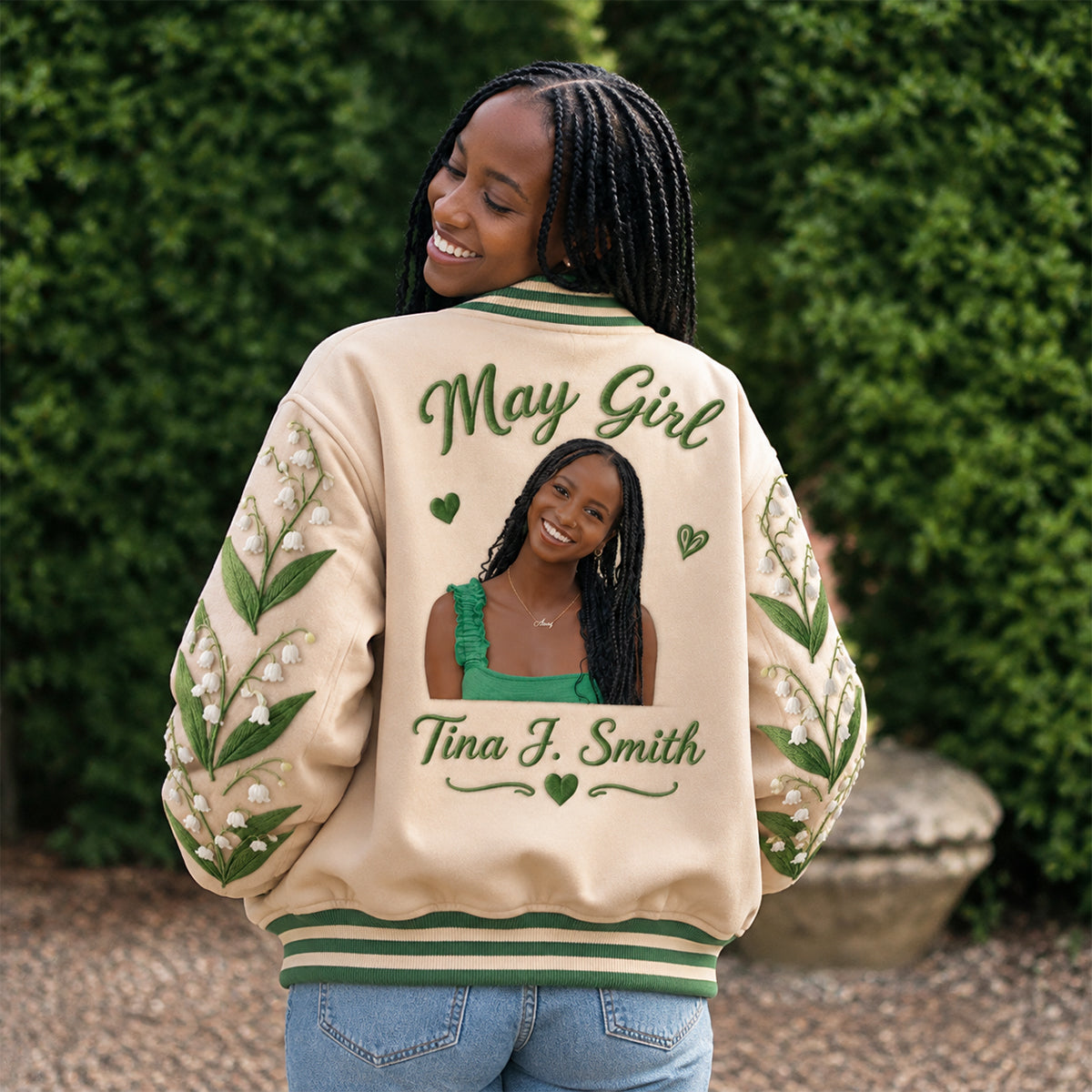 Personalized Woman Floral Varsity Jacket Gift for Wife Girlfriend Daughter