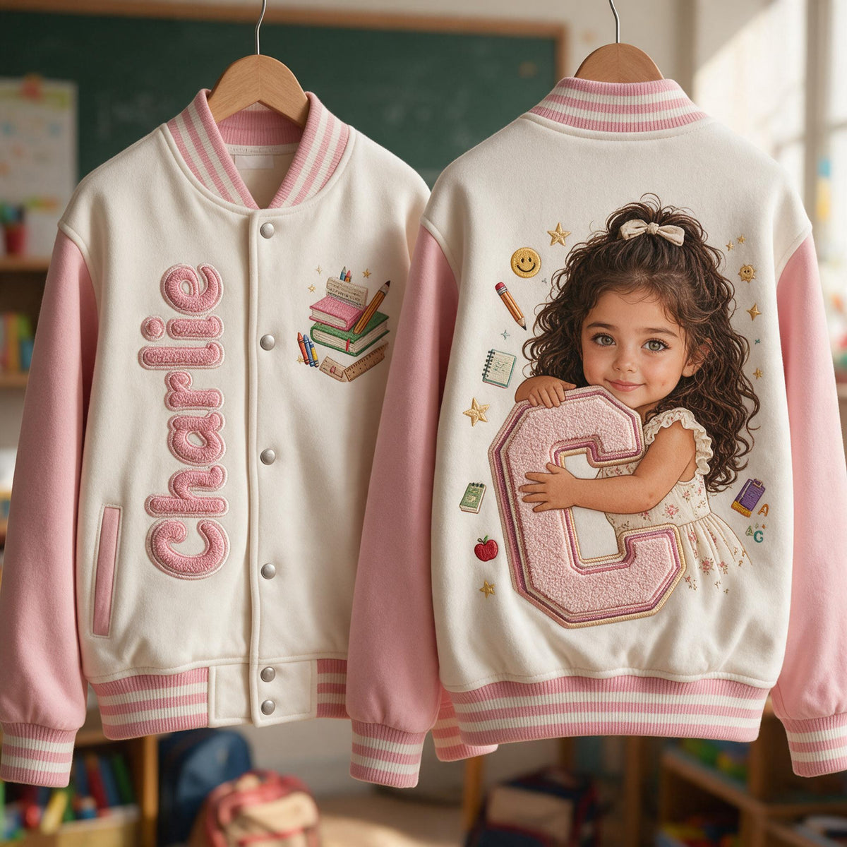 Personalized Latina Little Girl Varsity Jacket Custom Name Gift for Daughter Granddaughter Niece