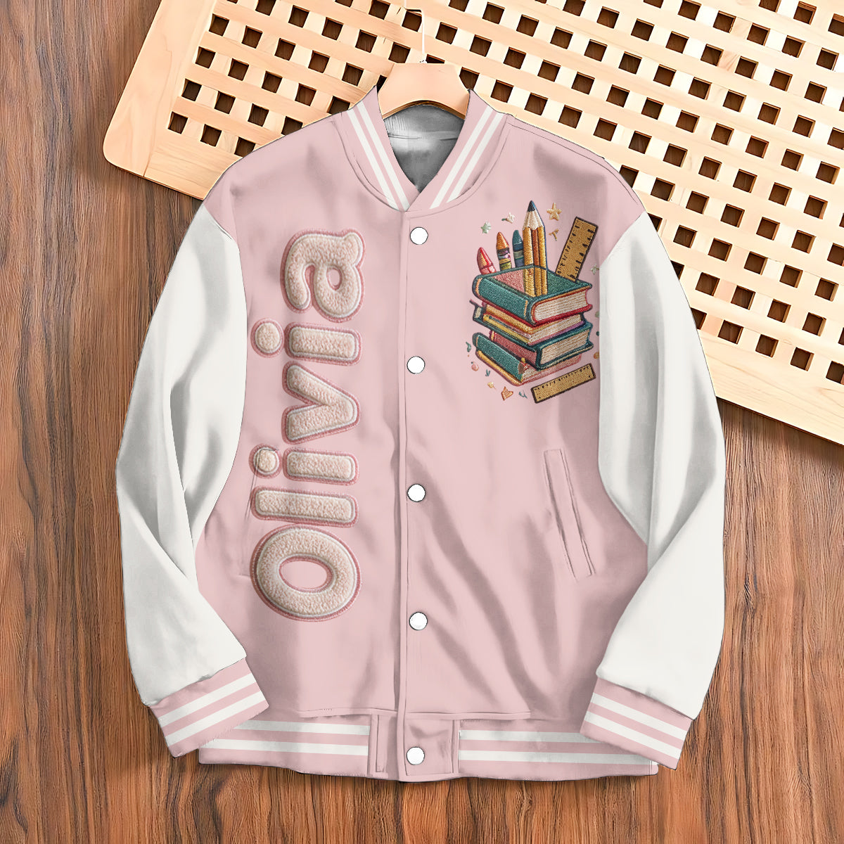 Personalized Little Girl Custom Alphabet Kid Varsity Jacket