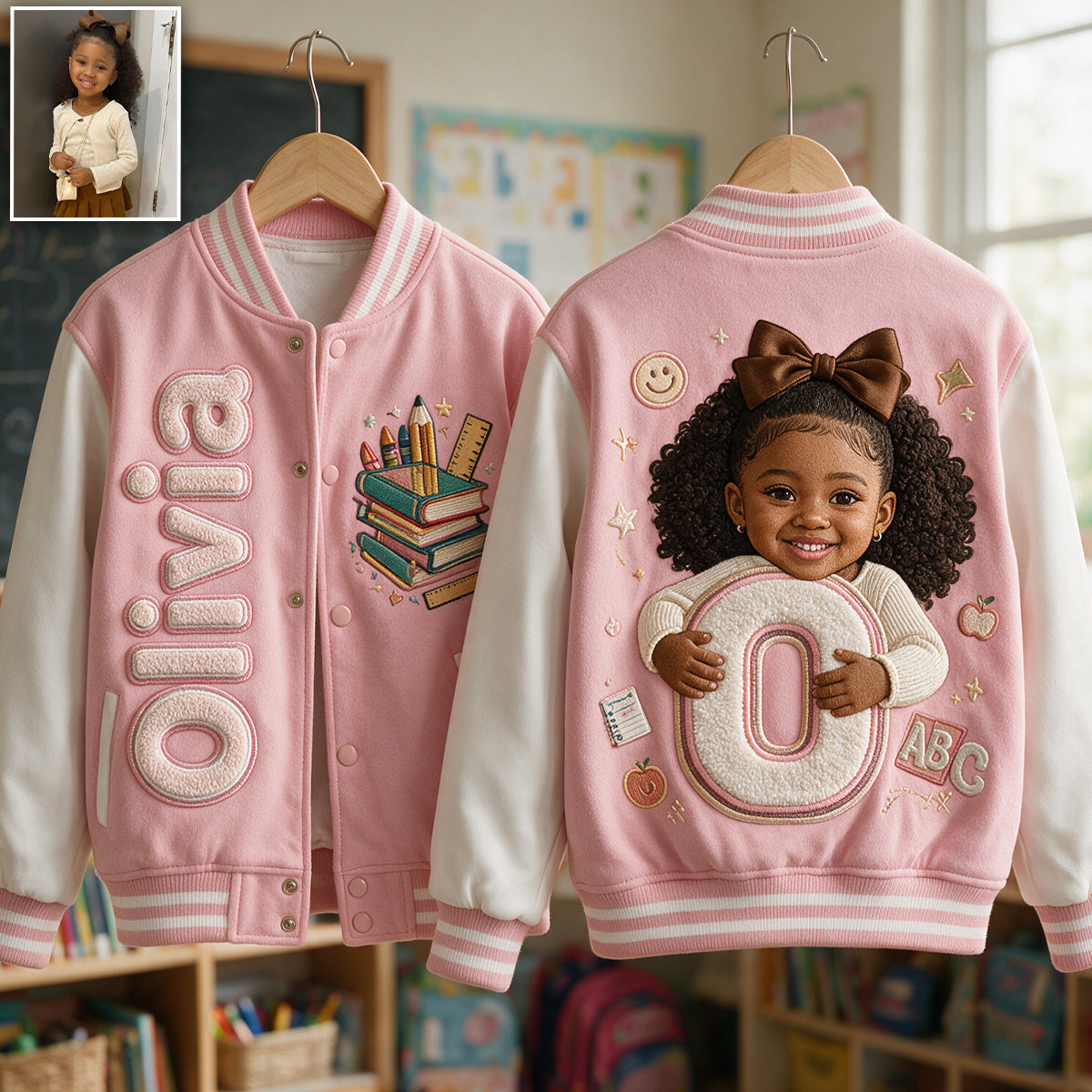 Personalized Latina Little Girl Varsity Jacket Custom Name Gift for Daughter Granddaughter Niece