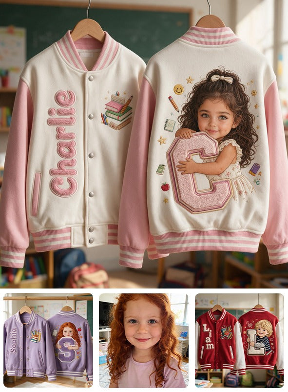 Personalized Latina Little Girl Varsity Jacket Custom Name Gift for Daughter Granddaughter Niece
