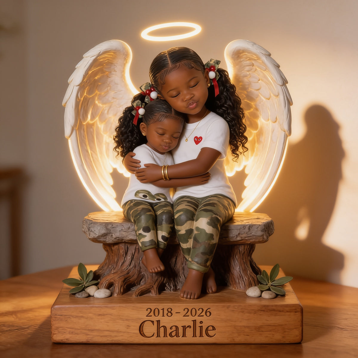 Personalized Black Little Girl 2018-2026 Memorial Acrylic LED Night Light