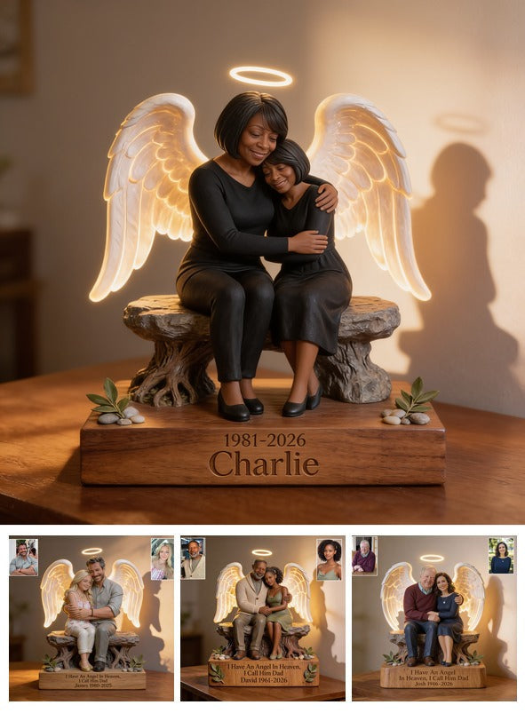 Lampe de Nuit LED Acrylique Personnalisée Femme Noire Mémorial 1981-2026
