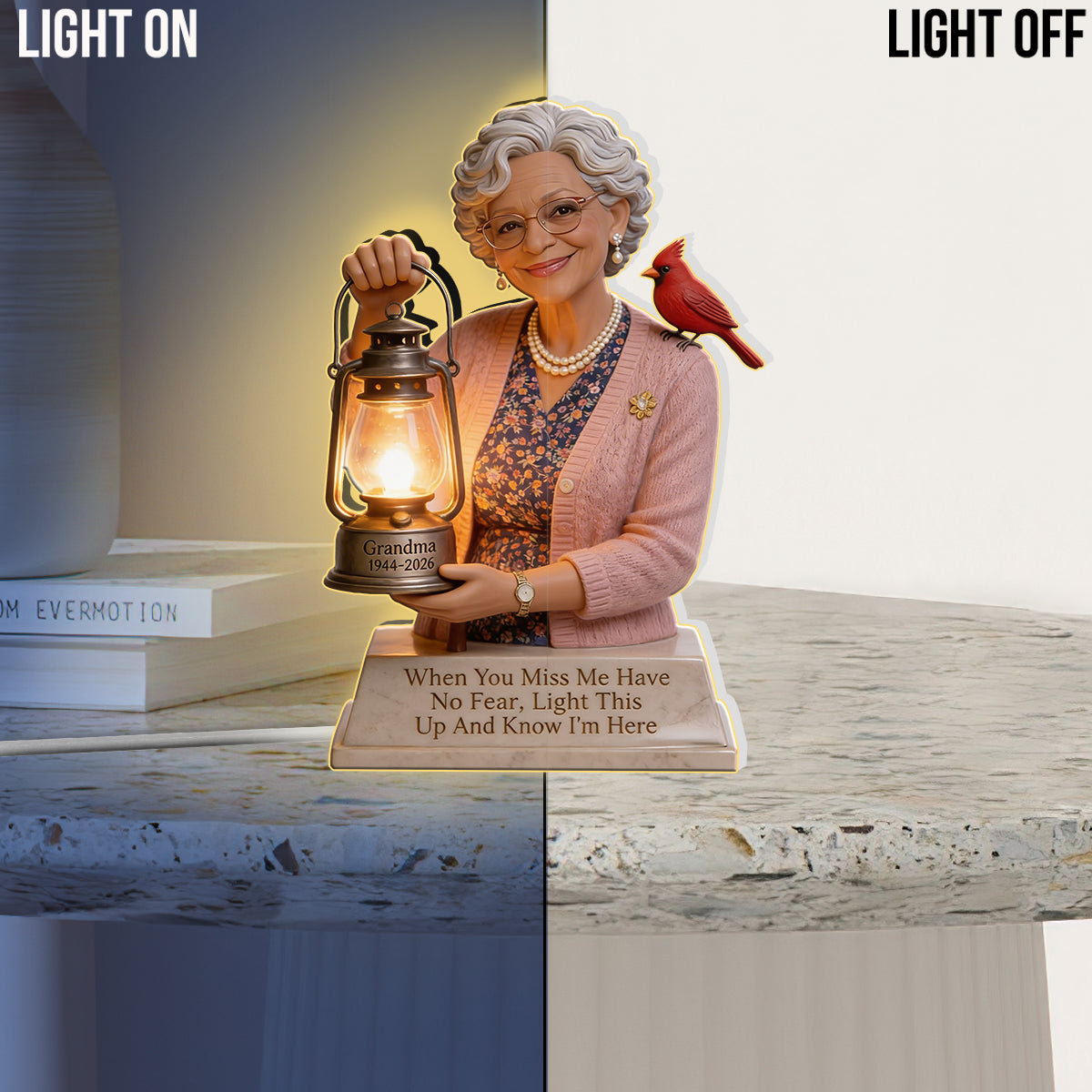 Personalized Little Boy Memorial Acrylic LED Night Light Statue