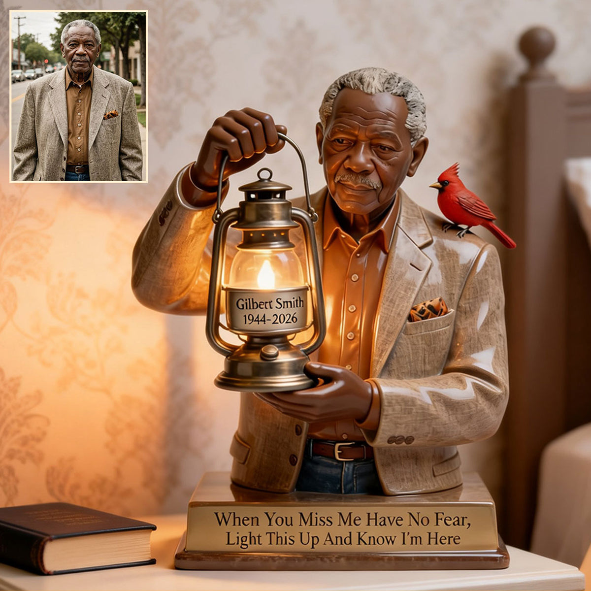Personalized Little Boy Memorial Acrylic LED Night Light Statue