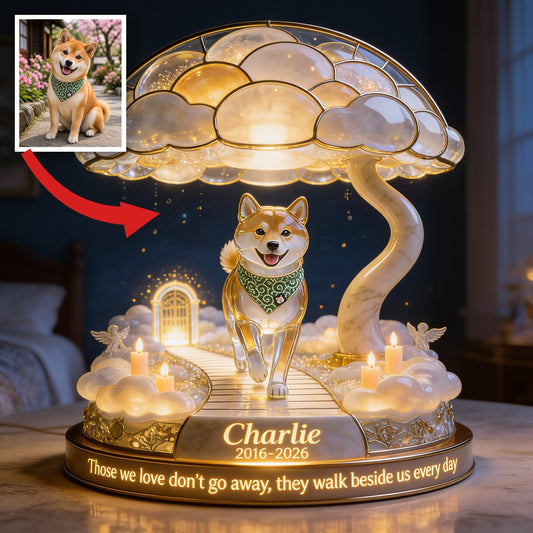Personalized Tan White Adult Shiba Inu Memorial Acrylic LED Night Light Pet Remembrance Gift