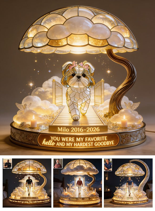 Custom Photo Memorial Fluffy Shih Tzu Acrylic LED Night Light Pet Remembrance Gift