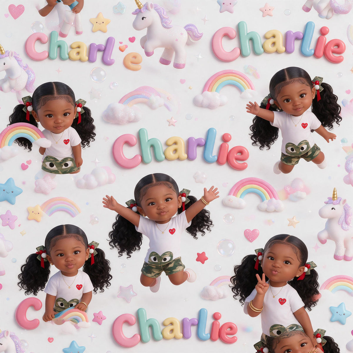 Personalized Black Little Girl Wrapping Paper - Gift for Daughter Granddaughter Niece