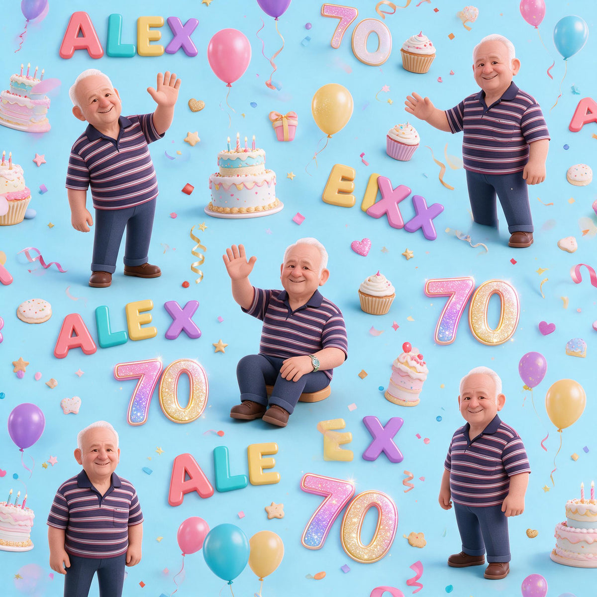 Personalized 70th Birthday Older Man Wrapping Paper - Grandpa Dad Gift Wrap