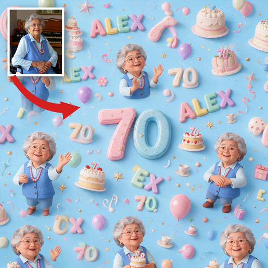 Papier Cadeau Personnalisé pour le 70e Anniversaire d'une Femme Latina