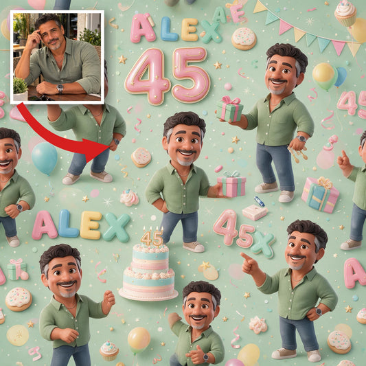 Papier Cadeau Personnalisé pour le 45e Anniversaire d'un Homme Latino