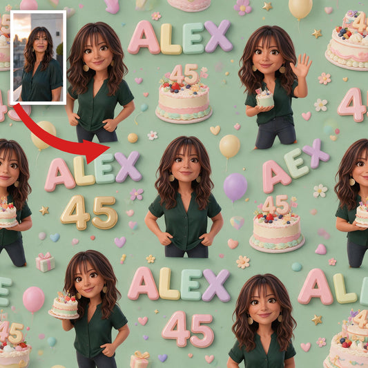 Papier Cadeau Personnalisé pour le 45ème Anniversaire d'une Femme Latina