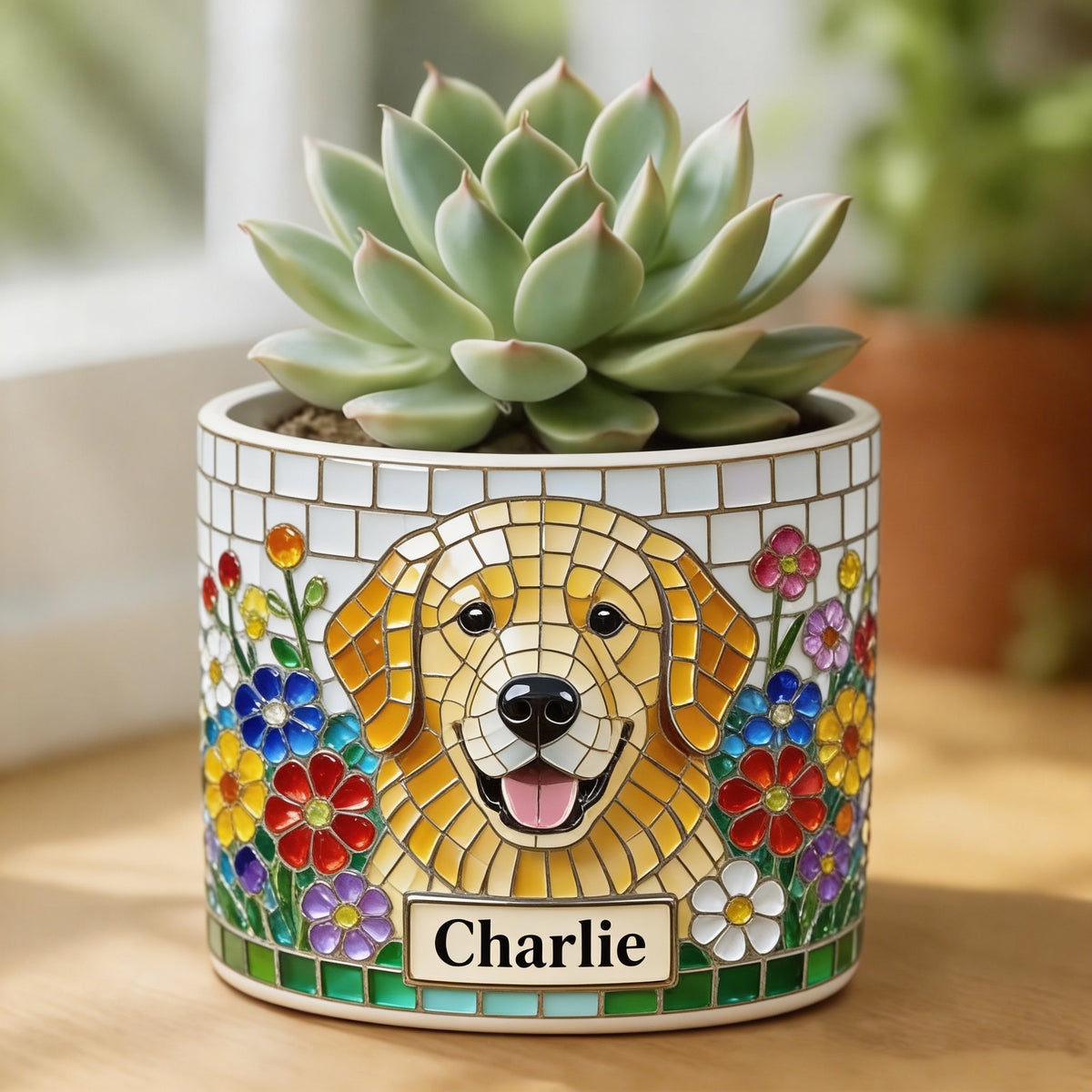 Personalized Adult Golden Retriever Ceramic Plant Pot Home Decor