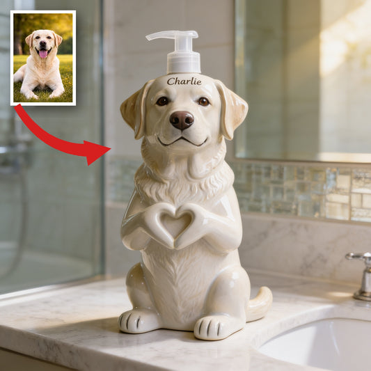 Distributeur de Savon Personnalisé Labrador Jaune - Décor de Salle de Bain