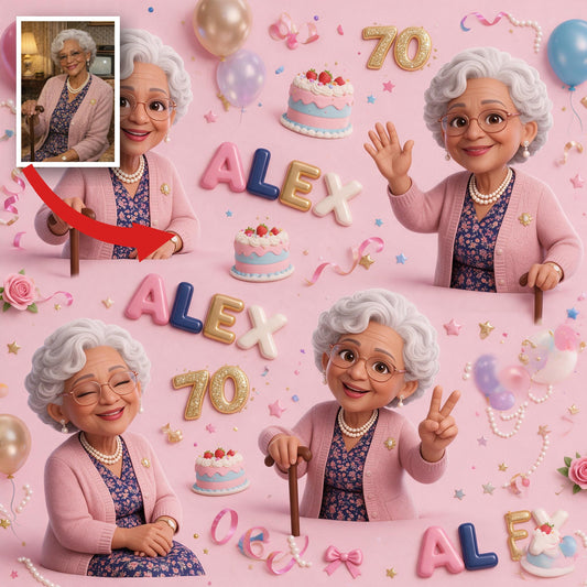 Papier Cadeau Personnalisé 70e Anniversaire Femme Noire Âgée
