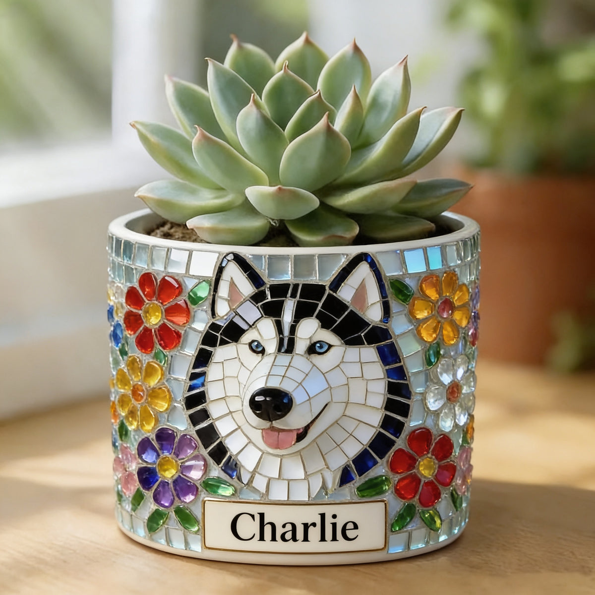 Personalized Siberian Husky Ceramic Plant Pot Dog Lover Gift