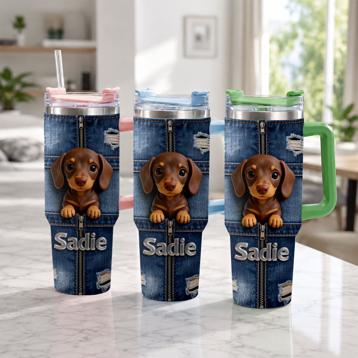 Personalized Adult Golden Retriever Tumbler With Plush Charm Pet Owner Gift