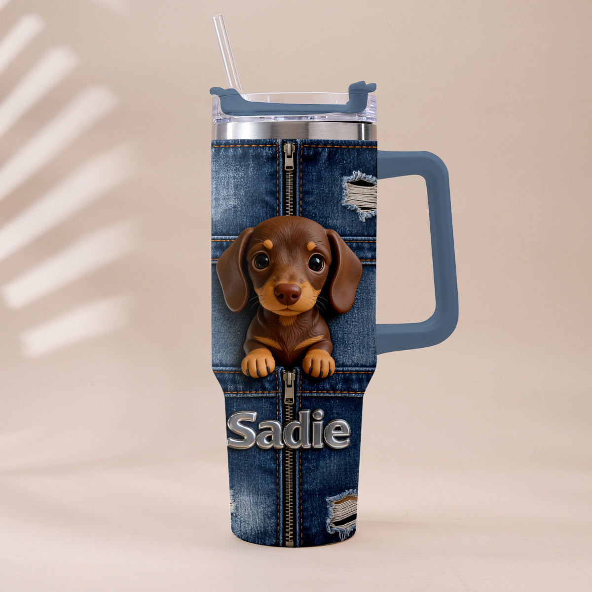 Personalized Dalmatian Tumbler with Plush Charm, Pet Owner Gift