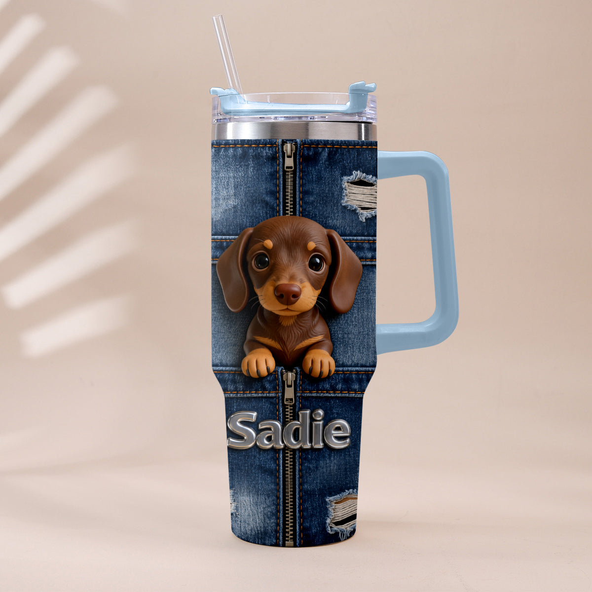 Personalized Dalmatian Tumbler with Plush Charm, Pet Owner Gift