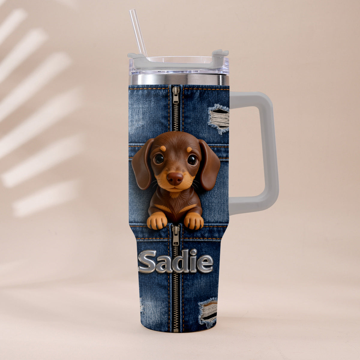 Personalized Border Collie Tuxedo Tumbler With Plush Charm Pet Gift