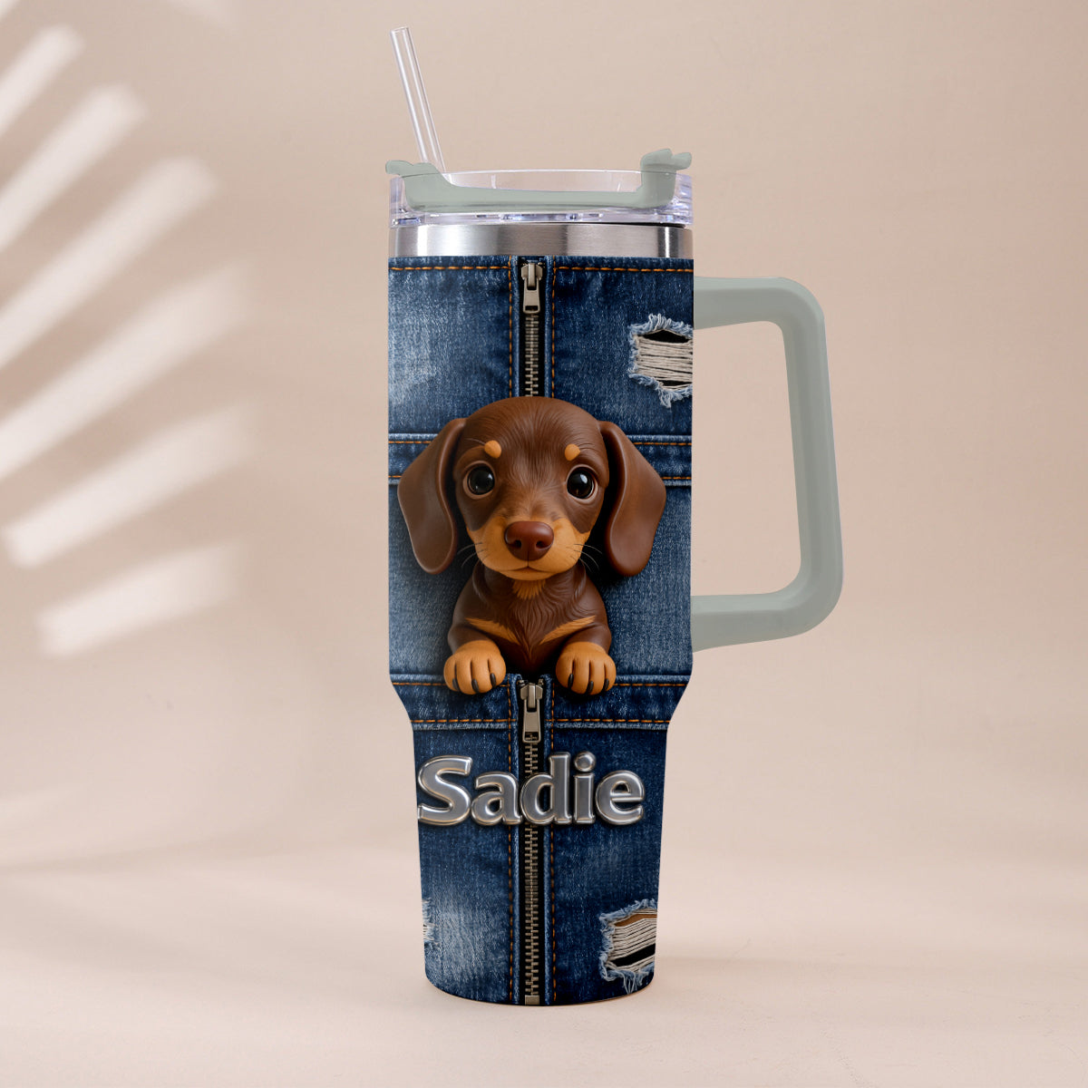 Personalized Border Collie Tuxedo Tumbler With Plush Charm Pet Gift