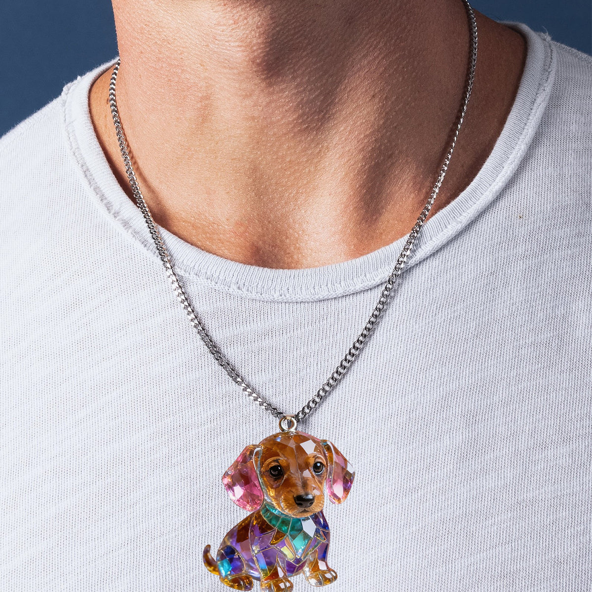 Custom Photo Fawn Pug Puppy Acrylic Pendant Necklace Dog Lover Gift
