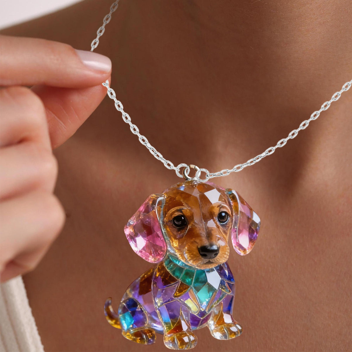 Custom Photo Fawn White Chihuahua Puppy Acrylic Pendant Necklace Dog Lover Gift