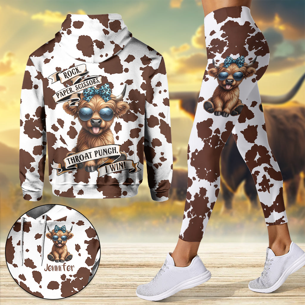 Rock Paper Scissors - Personalized Highland Cow Hoodie and Leggings
