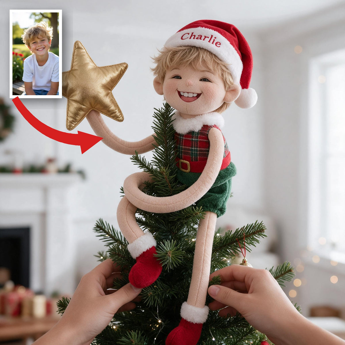 Personalized Christmas Little Boy Posable Plush Doll Gift for Family