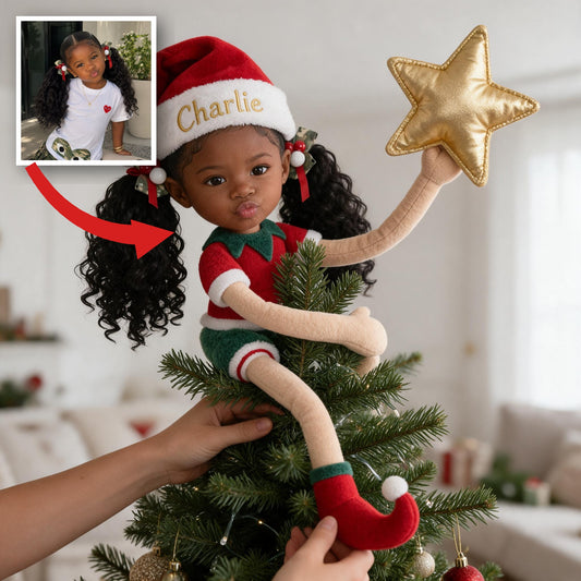Personalisierte Weihnachts-Puppe für schwarze Mädchen, Geschenk für Tochter, Enkelin, Nichte
