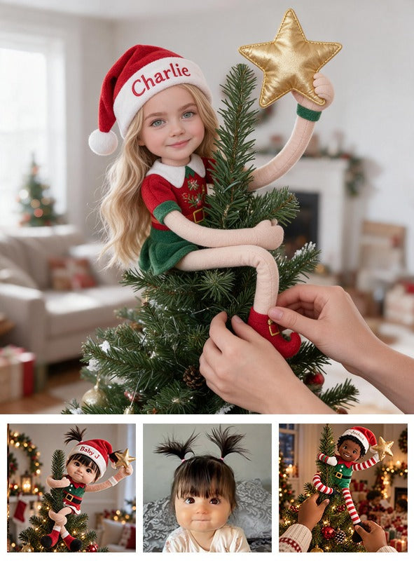 Personalized Christmas Little Girl Posable Plush Doll Custom Holiday Keepsake Gift