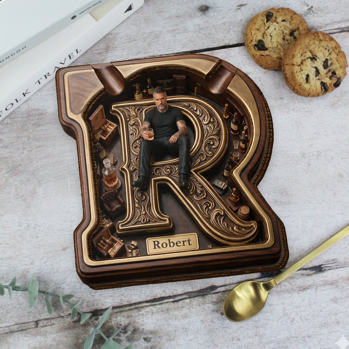 Custom Photo Latino Man Wooden Catch-All Tray Gift for Him