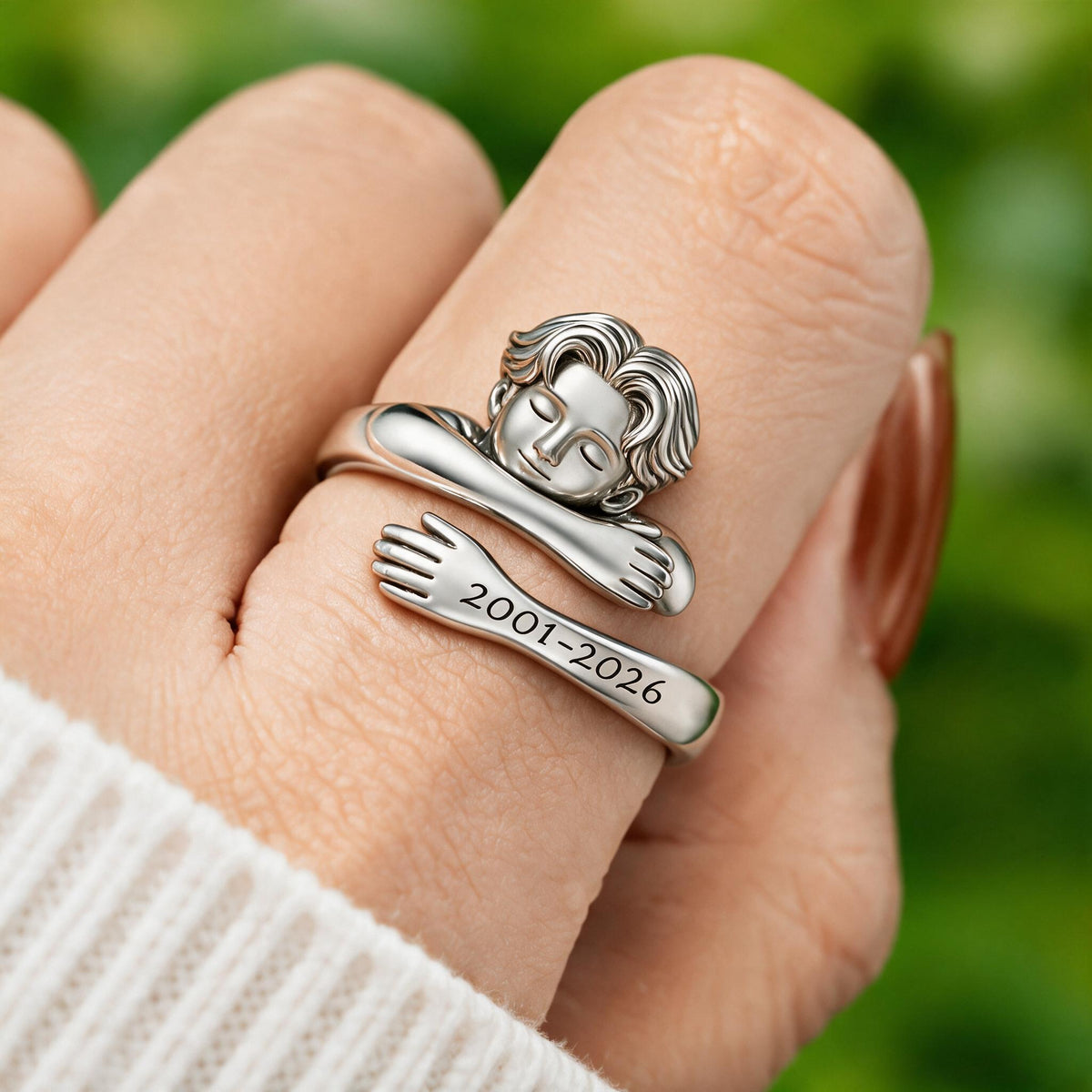 Personalized Man Memorial Adjustable Hug Ring