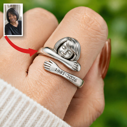 Bague commémorative ajustable personnalisée pour femme noire d'âge moyen