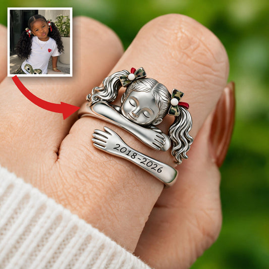 Bague commémorative ajustable personnalisée Petite Fille Noire
