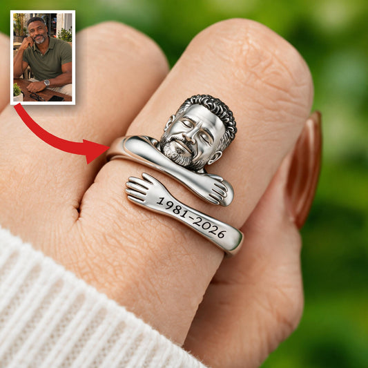 Bague commémorative ajustable personnalisée pour homme noir d'âge moyen