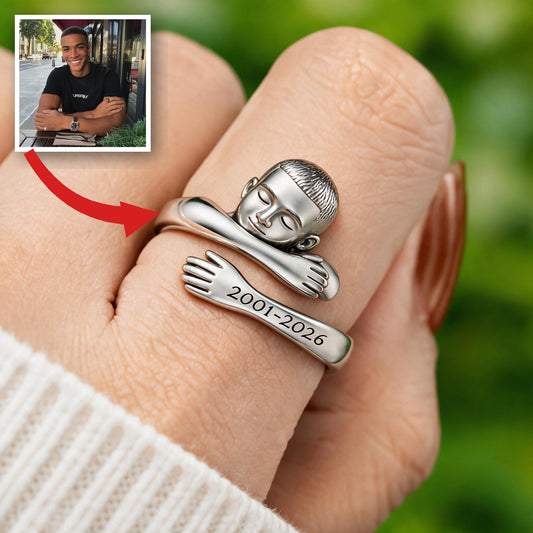 Bague Ajustable en Mémoire d'Homme Noir Personnalisée
