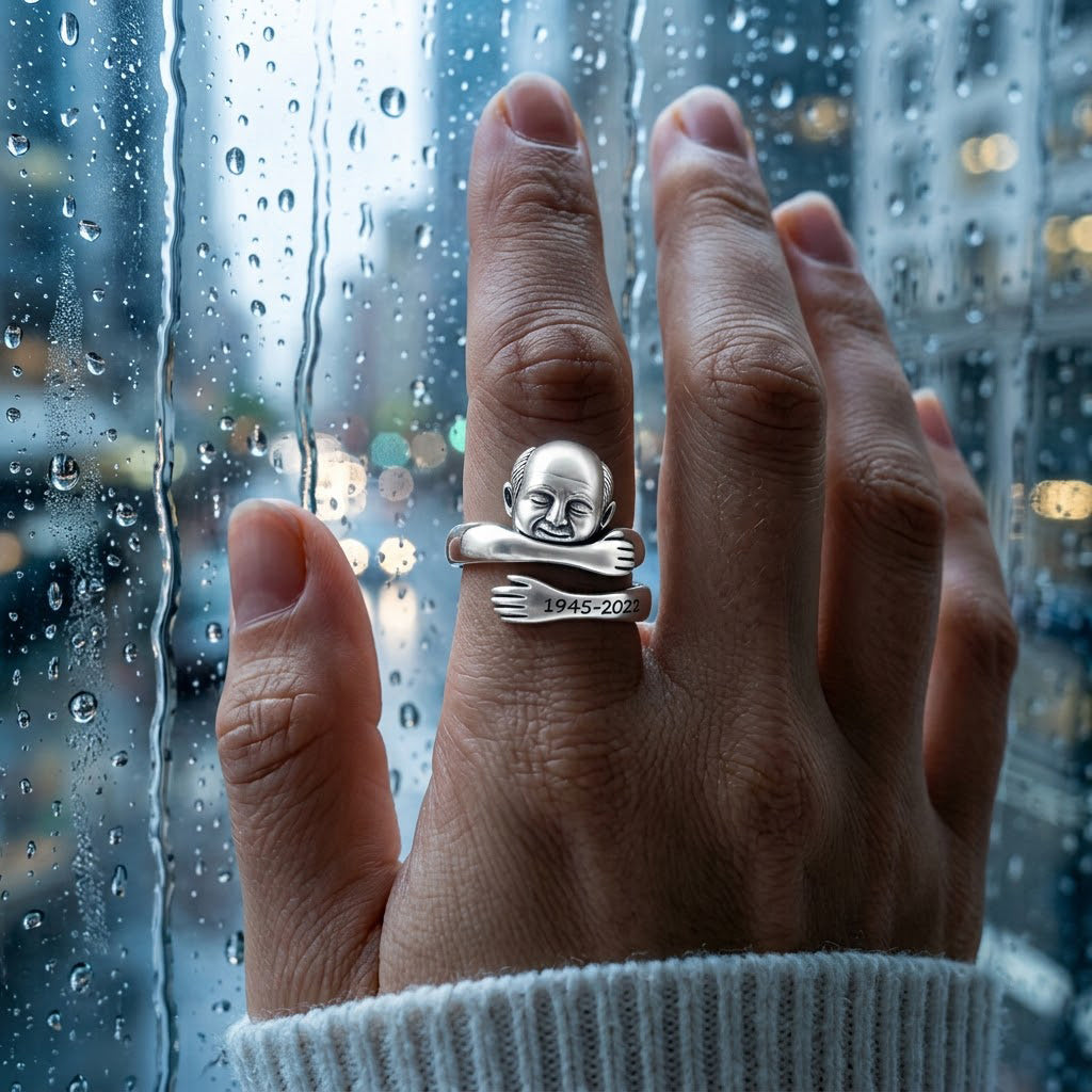 Personalized Older Woman Grandma Hug Memorial Adjustable Ring