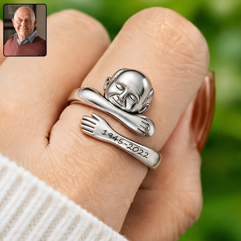 Personalized Black Woman Memorial Hug Adjustable Ring